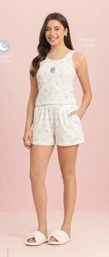 Short Doll Regata Física Cropped — pijama feminino Lua Encantada Verão 2027, ref. 10120270
