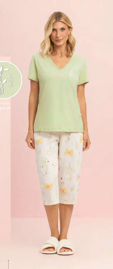 Pescador Manga Curta coleção Jardim das Borboletas — pijama feminino Lua Encantada Verão 2027, ref. 10140120