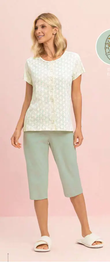 Pescador Manga Curta Aberto — pijama feminino Lua Encantada Verão 2027, ref. 10140122