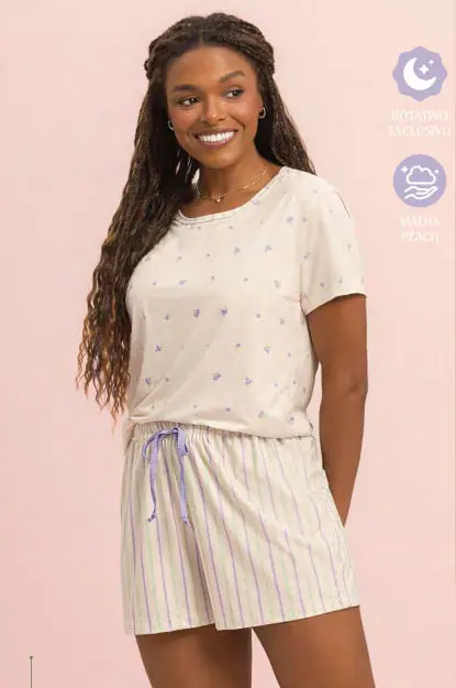 Short Doll Manga Curta — pijama feminino Lua Encantada Verão 2027, ref. 10660328