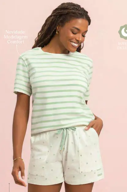 Short Doll Manga Curta coleção Sorte — pijama feminino Lua Encantada Verão 2027, ref. 10660330