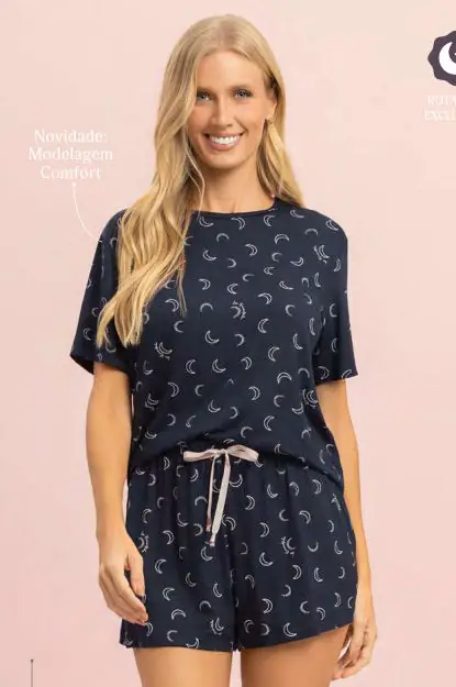 Short Doll Manga Curta — pijama feminino Lua Encantada Verão 2027, ref. 10660337