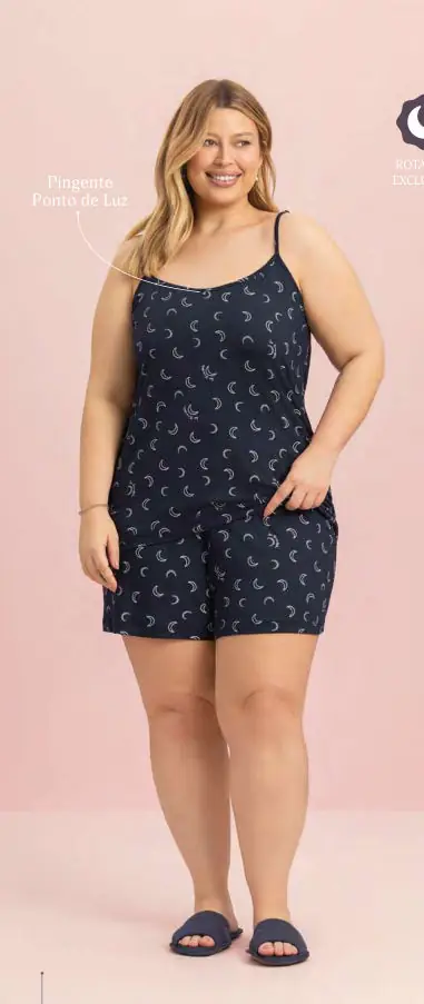 Short Doll Alça coleção Luz da Lua — pijama feminino Lua Encantada Verão 2027, ref. 10920022