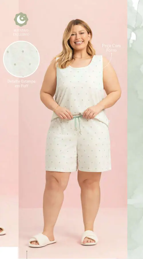 Short Doll Regata Tradicional — pijama feminino Lua Encantada Verão 2027, ref. 10940052