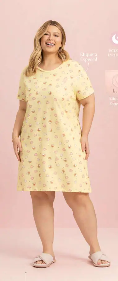 Camisola Manga Curta — pijama feminino Lua Encantada Verão 2027, ref. 10960031
