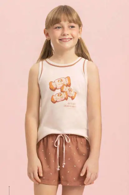 Short Doll Regata Física — pijama infantil Lua Encantada Verão 2027, ref. 11130104