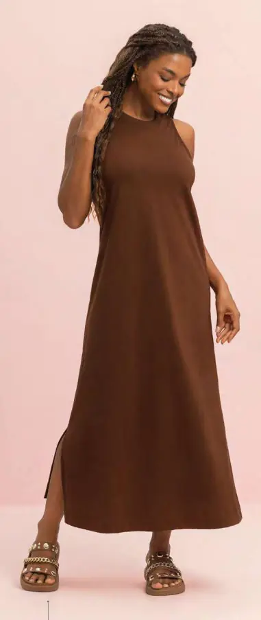 Vestido Regata Café — pijama feminino Lua Encantada Verão 2027, ref. 15010036