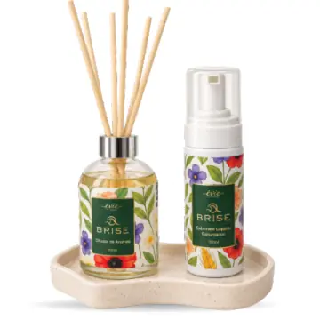Kit difusor Brise 200ml + sabonete espumador 150ml + bandeja cerâmica — Êvie D’Parfum