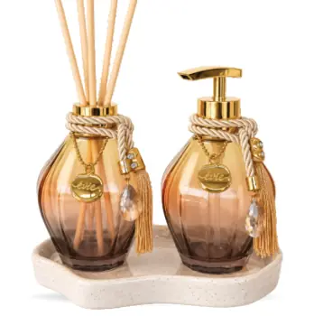Kit conjunto de frascos Pôr do Sol 300ml + bandeja cerâmica — Êvie D’Parfum